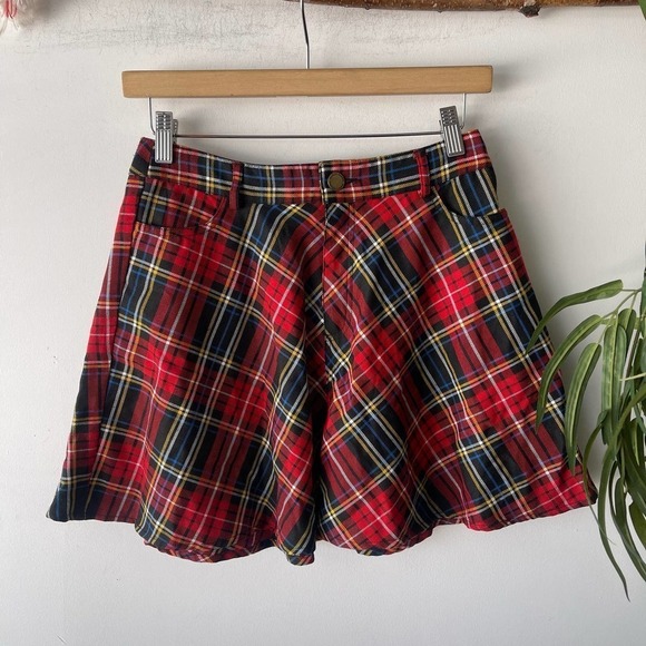 Y2K Marilyn Monroe Skirt Womens XS Red Plaid Preppy Academia Punk Goth Summer - Picture 1 of 4